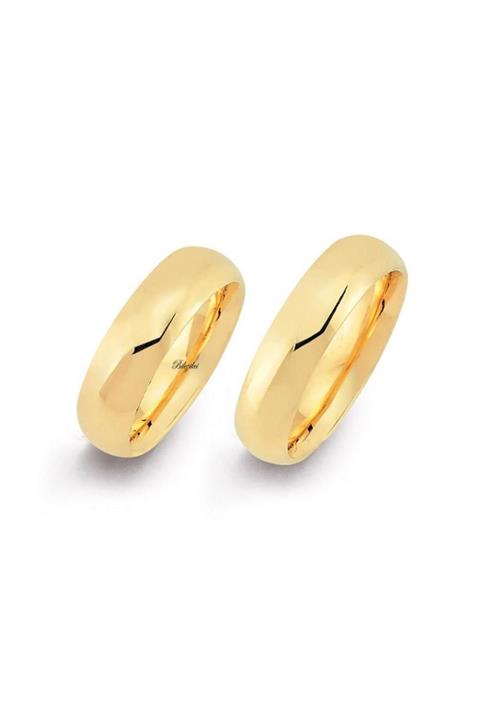 Bilezikci Düz Bombeli Altın Evlilik Yüzüğü Takımı