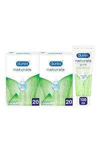 Durex Naturals Prezervatif Ekstra Avantaj Paketi 40'lı + Naturals Pure Kayganlaştırıcı Jel 100ml