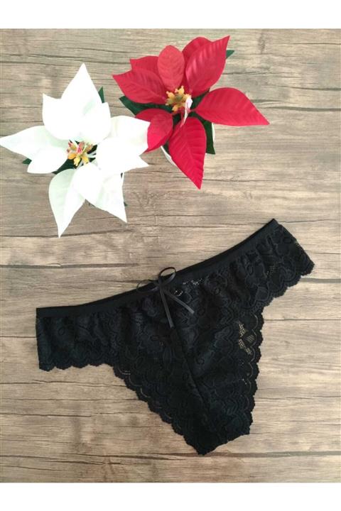 Cooqpoo Siyah Dantel Kadın Külot