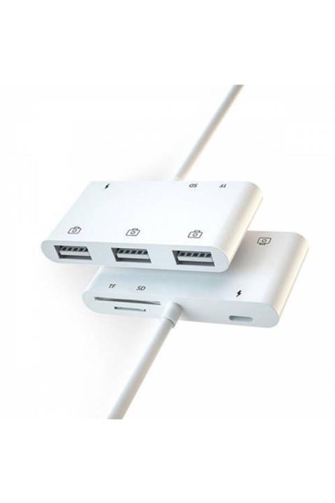 Asaf Eticaret Polham Apple Ipad Ve Iphone Için Lightning Tf,sd Kart Okuyucu, 3 Usb Kamera, Klavye Ve Mouse Adaptör