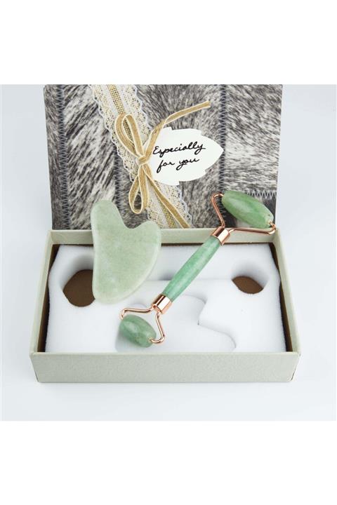 OSMANLI DOĞAL TAŞ Aventurin Masaj Aleti Ve Gua Sha Takım