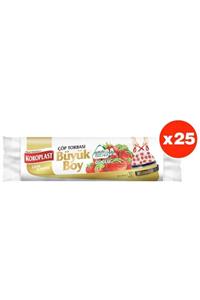 Koroplast Ekstra Güçlü Çilek Büzgülü Büyük Boy 10lu Çöp Torbası X 25 Paket (65*70 Cm)