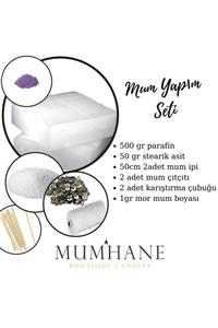 Mumhane Mum Yapım Seti,500gr Parafin,50gr Stearik Asit,50cm 2ad Mumipi,2adet Mumçıtçıtı,1gr Mor Boya