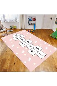 BKkids Pembe Sek Sek Aktivite Desenli Çocuk Odası Halısı 60x100 cm