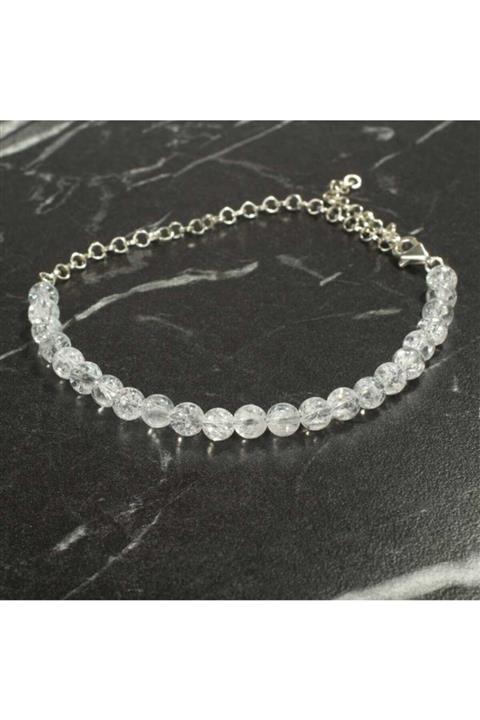 Nas Silver Kadın 925 Ayar Gümüş Necef Taşlı Halhal Bileklik