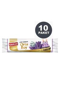 Koroplast Ekstra Güçlü Lavanta Büzgülü Orta Boy Çöp Torbası 15'li x 10 Paket (55x60 cm)