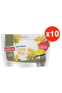 Koroplast Hanımeli Kokulu Orta Boy 15li Çöp Torbası X 10 Paket (55*60 Cm)