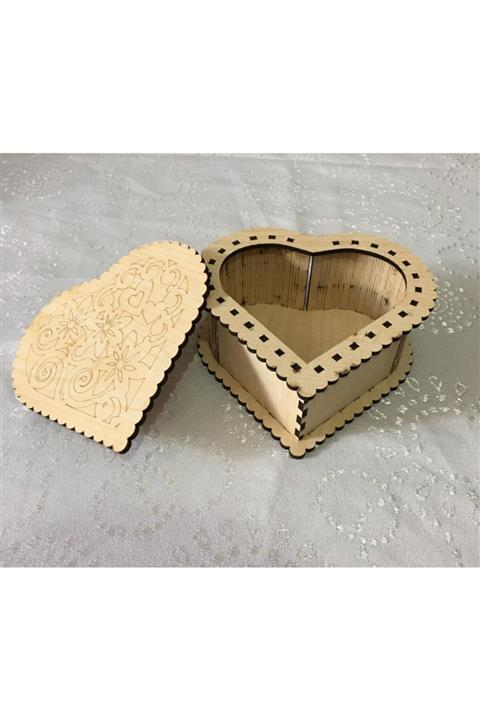 Rood Wit Ahşap Kalpli Saklama Kutusu
