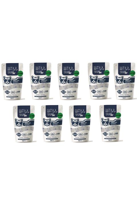 Millcat Tozsuz Silika Kedi Kumu - Idrar Kurutucu Mikrop Önleyici Kristal Kedi Kumu - 3,8 Lt X 9 Pkt