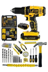 Jetta Power Tools Profesional 36 V Çelik Şanzıman Şarjlı Matkap Full 84 Parça Edavat Takımlı