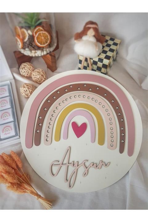 PORTAKAL HANDMADE Dekoratif Kapı Süsü Bebek ve Çocuk Odası Gökkuşağı