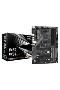 ASROCK B450 Pro4 Rev2 Socket Am4, 4 Slot Ram Yuvası Argb, Ddr4 3200mhz+ (oc), Ultra M.2 Atx Anakart