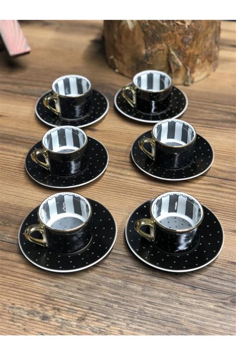 Kosova Porselen Siyah Fincan Seti 90 cc  Fnc27