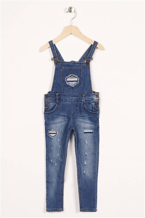 AcarKids Erkek Çocuk Kot Salopet Denim Nakışlı