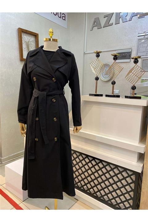 azra fashion Allmıss Trenç - Siyah - M
