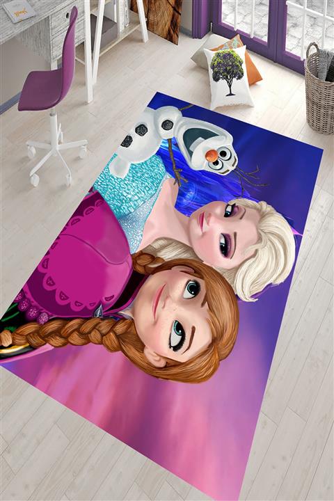 HaLıFoRuM Frozen Desenli Çocuk Odası Halısı Kaymaz Tabanlı Halı