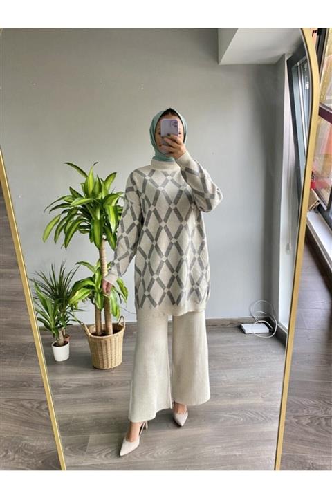 Kodelli Kadın Baklava Desen Ikili Takım Taş