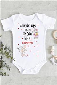 Limon Kız Bebek Beyaz Anneanne Yazılı Baskı Zıbın