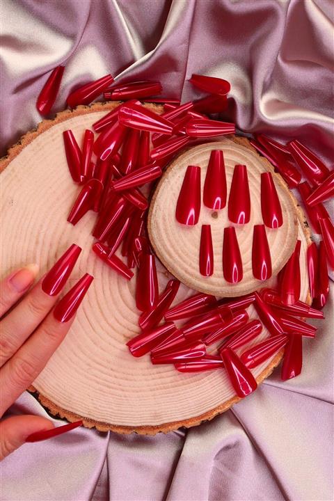 MUJGAN 100'lü Kırmızı Takma Tırnak T2