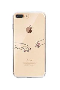 mooodcase Iphone 8 Plus Hand And Paw Premium Şeffaf Telefon Kılıfı