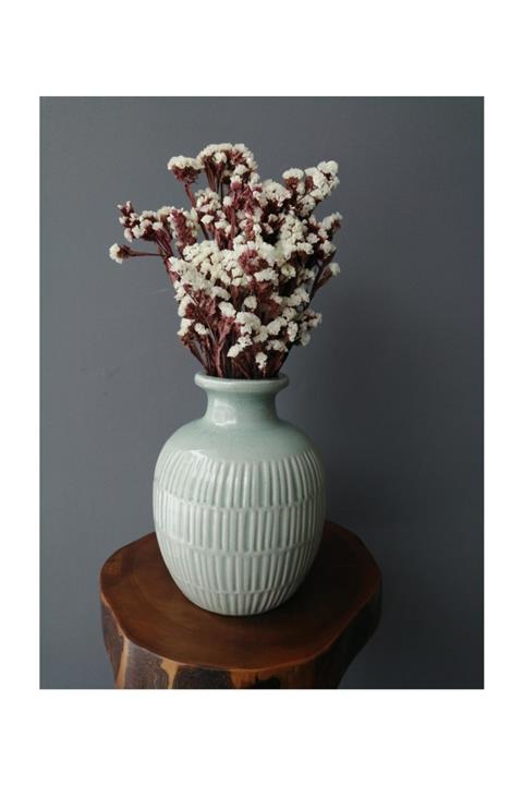 Kuru Çiçek Deposu Kırmızı Dallı Beyaz Şoklanmış Statis Kuru Çiçek Demeti (dökülme Yapmaz)