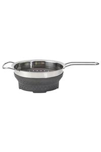 IKEA Katlanabilir Süzgeç, Paslanmaz Çelik-silikon Meridyendukkan 19 Cm, 3.0 Litre,gri