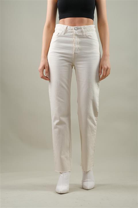 ABBRA Kadın Krem Kesik Paça Pantolon