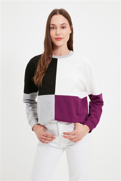 TRENDYOLMİLLA Siyah Örme İnce Sweatshirt TWOAW22SW1054