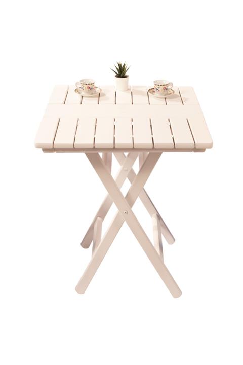 Bahçeme Ahşap Bahçe Balkon Mutfak Masası -kaş Katlanabilir 80x80 Beyaz