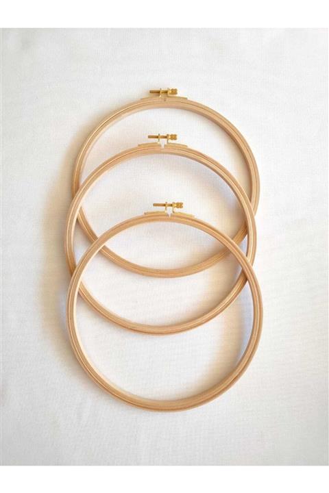 Bade Tasarım Atölyesi 28 cm'lik 3 Adet Ahşap Vidalı Kasnak