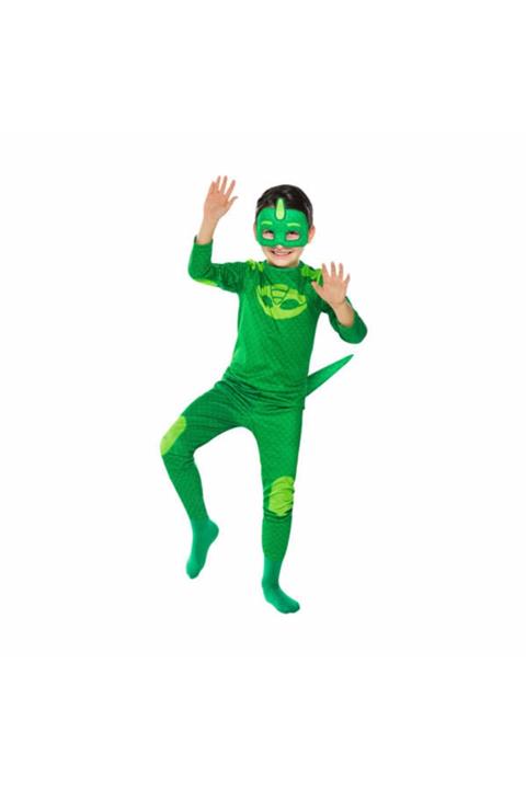 SEDİRLİ Pj Mask Kostüm Pija Maskeliler Kostüm Gekko (yeşil) Kertenkele