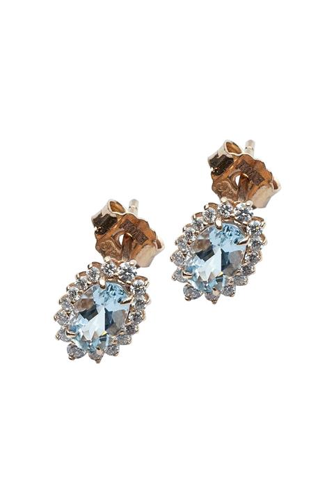 Cenova Kuyumculuk Pırlanta Aquamarin Küpe 0,26 ct 0,78 ct