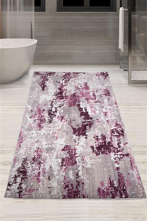 Bonny Home Tuval Mürdüm 80x150 cm Tek Parça Banyo Paspası Kaymaz Taban Büyük Ebat Banyo Halısı