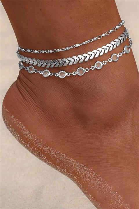 abbsee 3 Lü Milano Style Halhal Italyan Gümüş Halhal Ayak Takısı