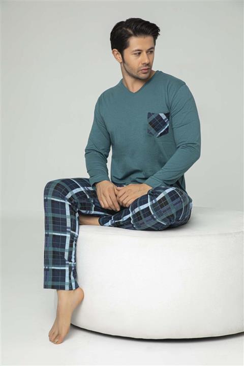 Aydoğan Erkek Süprem Uzun Kollu Altı Ekoseli Pijama Takımı