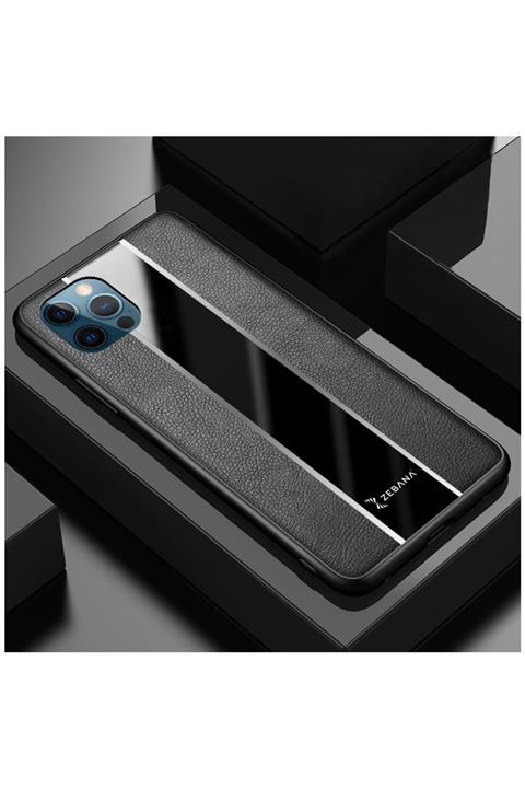 Dara Aksesuar Iphone 12 Pro Max Uyumlu Siyah Deri Telefon Kılıfı