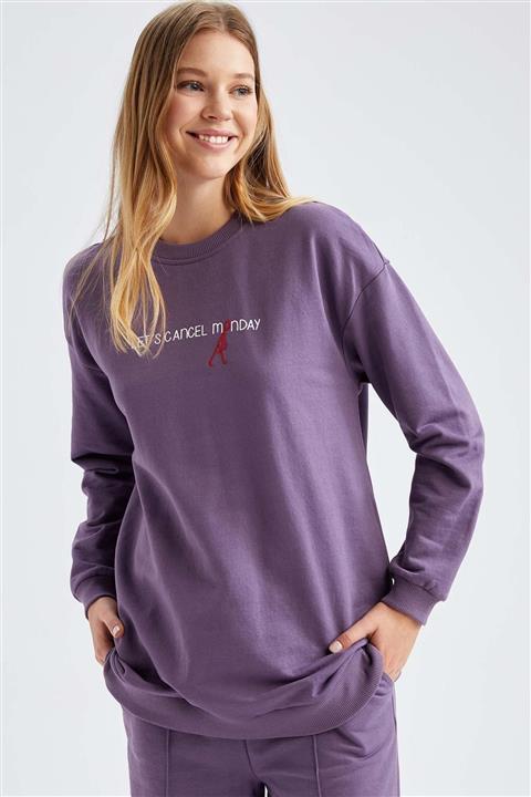 DeFacto Yazı Baskılı Relax Fit Sweatshirt