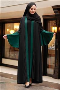 Neva Style - Kolları Detaylı Yeşil Tesettür Abaya 55510y