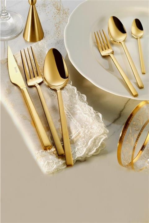 Fecra Doğa 36 Parça Gold Çatal Kaşık Bıçak Takımı
