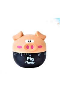 La Vie Design Laviedesign Krem Yaratıcı Mekanik Cartoon Pig Timer 60 Dakika Sevimli Plastik Zamanlayıcı