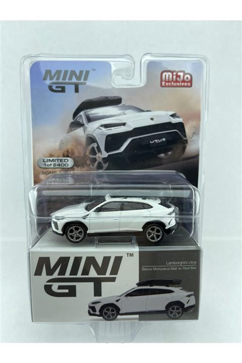 mini gt Mijo Lamborghini Urus Bianco Monocerus Matt W/ Roof Box 1:64