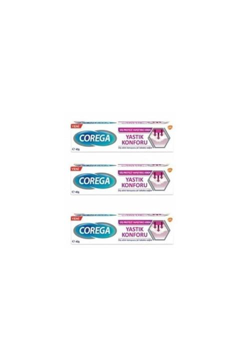 Corega Diş Protez Yapıştırıcı Krem Yastık Konforu 40 gr 3 Adet