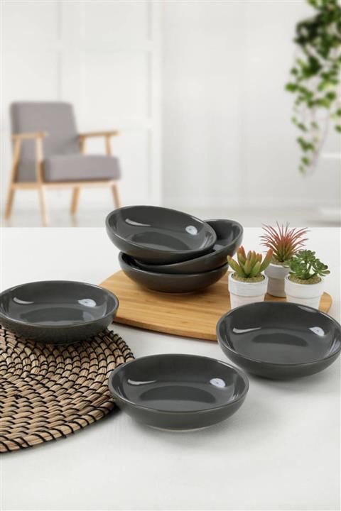 Keramika Gri Halka Çerezlik Sosluk 13 cm 6 Adet