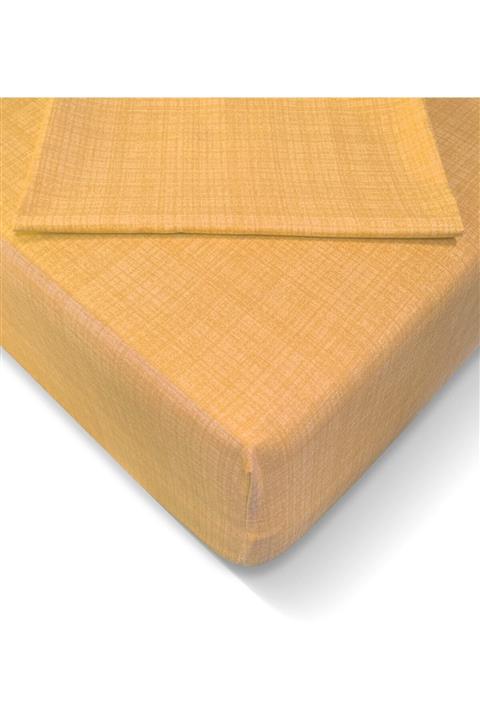 LİNA HOME TEKSTİL Sarı Ranforce Pamuklu Lastikli Çarşaf Takımı