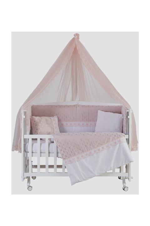 G&G baby Beşik Uyku Seti Dream Pembe Lüks 60*120 Cm Cibinlik Ve Metal Askı Dahil