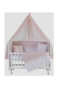 G&G baby Beşik Uyku Seti Dream Pembe Lüks 60*120 Cm Cibinlik Ve Metal Askı Dahil