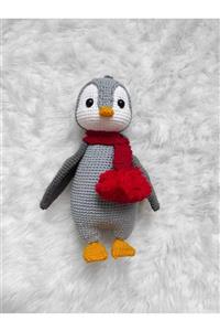 USTAHOBİEVİ Gri Amigurumi Sevimli Penguen Organik Oyuncak