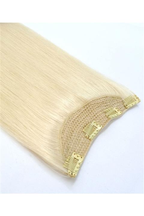 SaçvePeruk Platin Yarım Ay Çıt Çıt Saç Gerçek Saç 125 gr