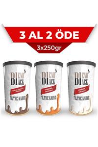 Blendblack Filtre Kahve Aromalı 3x250gr Teneke Kutu (İSVİÇRE,KARAMEL,VANİLYA)