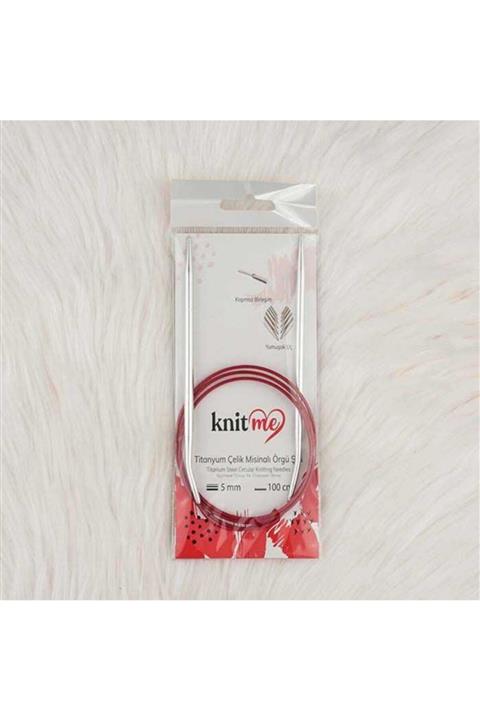 knitme Knit Me Titanyum Çelik Misinalı Örgü Şişi 100 Cm Standart 3.50 Mm.